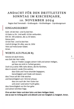 Andacht für den 10.11.24